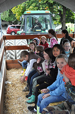 Educational school tours and field trips all include a tractor pulled hayride at Bob's Corn Maze and Pumpkin Patch in Snohomish, Washington, N.E. of Seattle.